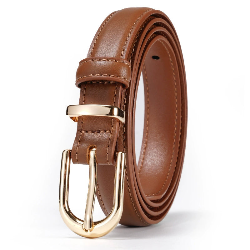 Women's Genuine Cowhide Leather Belt – Gold-Tone Buckle – product image 5