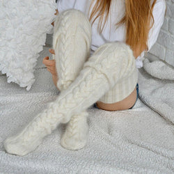 Over‑the‑Knee Knit Winter Socks – Long Cozy Pile - 3KDyn