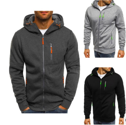 Men’s Cotton Hoodie Jacket – Casual Zip-Up with Hood & Pocket Design - 3KDyn