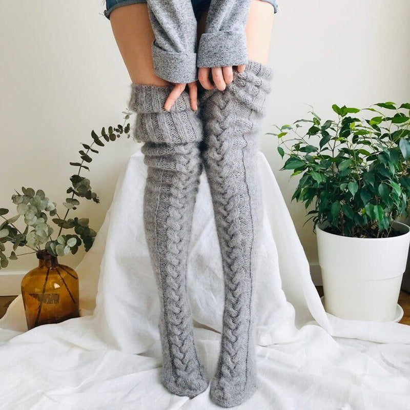 Over‑the‑Knee Knit Winter Socks – Long Cozy Pile - 3KDyn