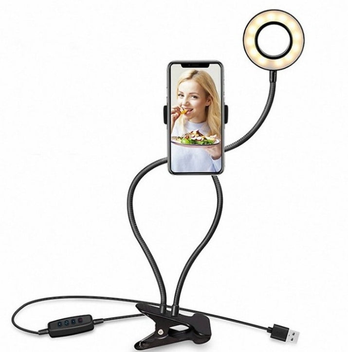 LED Selfie Ring Light with Adjustable Stand - 8cm for Makeup, Live Streaming, and Photography