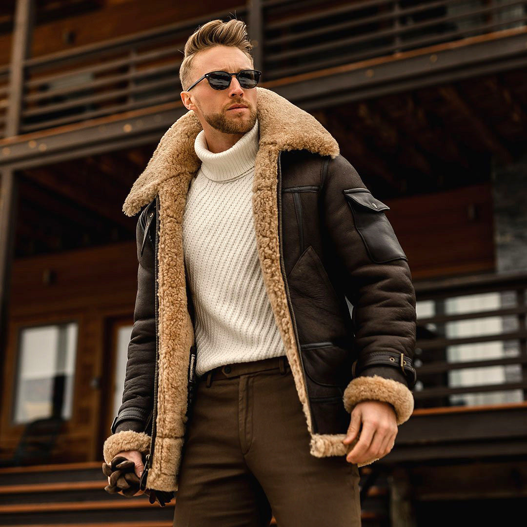 Men’s Winter Military Fleece Jacket – Fur Collar, Warm Parka, Multiple Pockets - 3KDyn