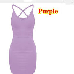 Pure Color Simple Hanging Neck Tight-fitting Hip Skirt - 3KDyn