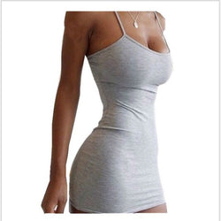 Pure Color Simple Hanging Neck Tight-fitting Hip Skirt - 3KDyn