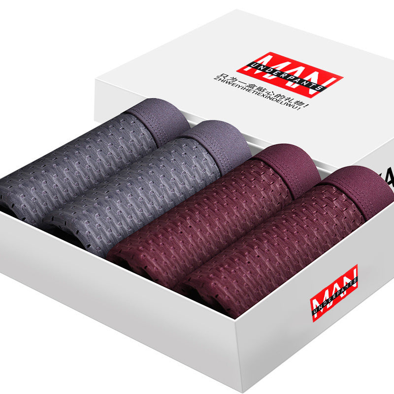 4-Pack Men's Ice Silk Boxer Briefs – Breathable & Comfortable - 3KDyn