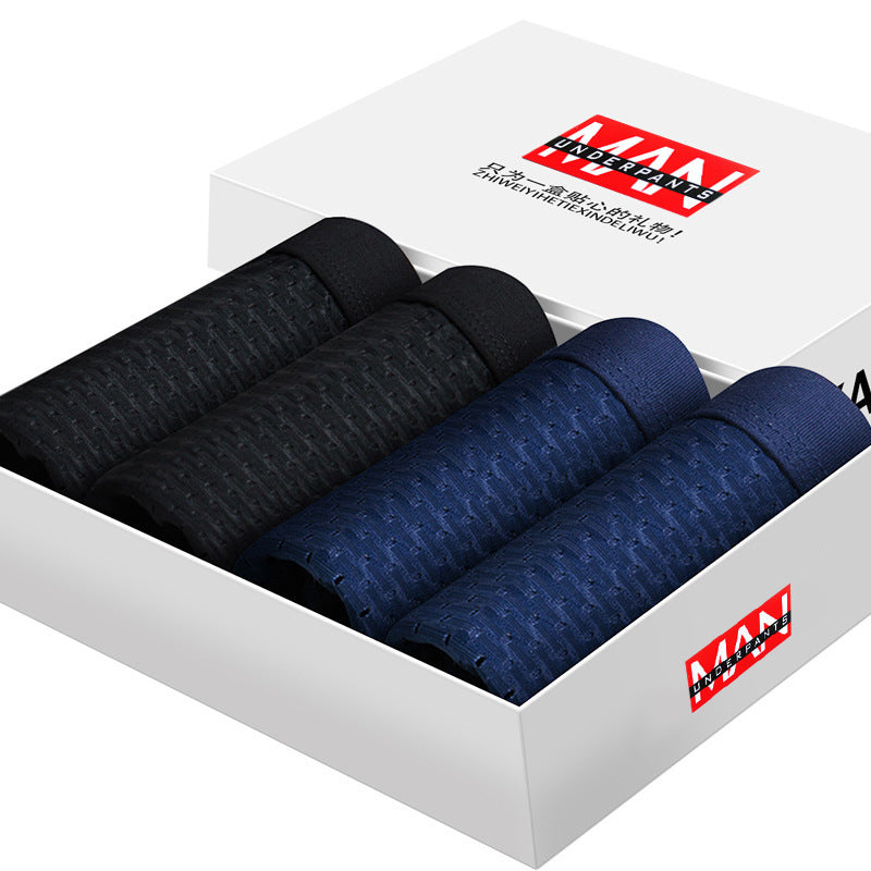 4-Pack Men's Ice Silk Boxer Briefs – Breathable & Comfortable - 3KDyn
