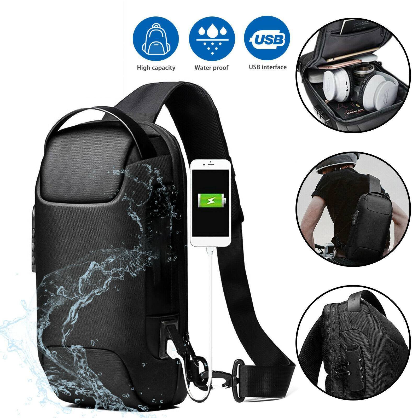 Men’s water-resistant anti-theft sling bag