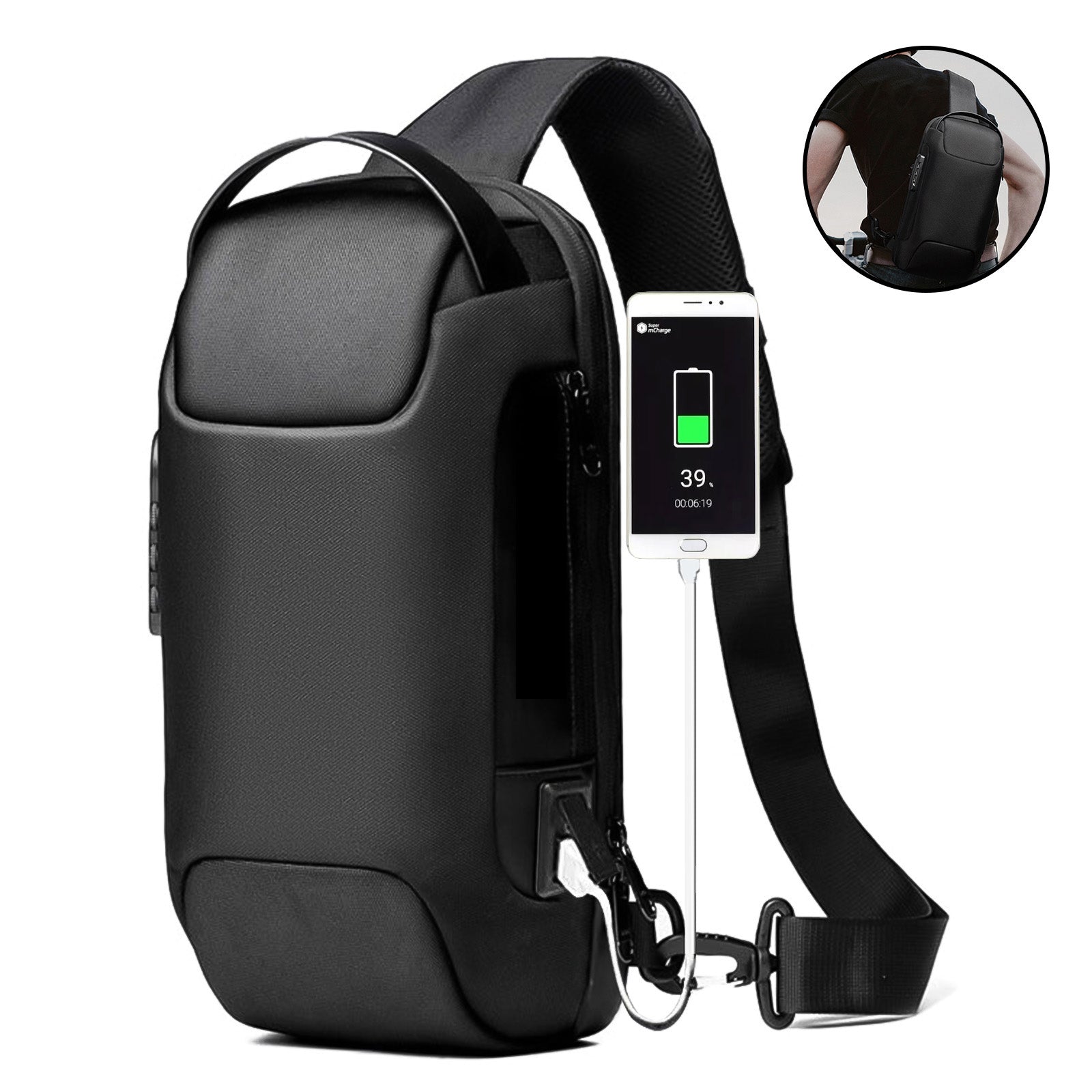 Men’s water-resistant anti-theft sling bag