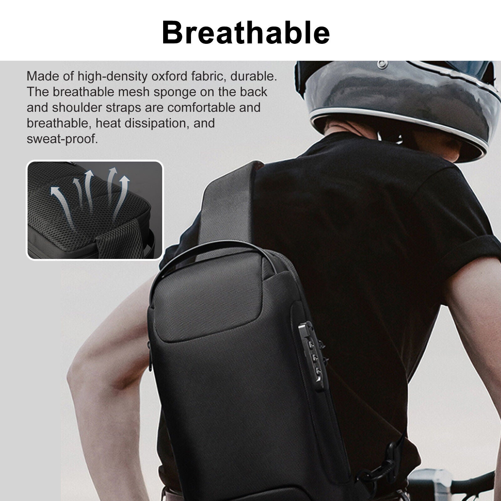 Men’s water-resistant anti-theft sling bag