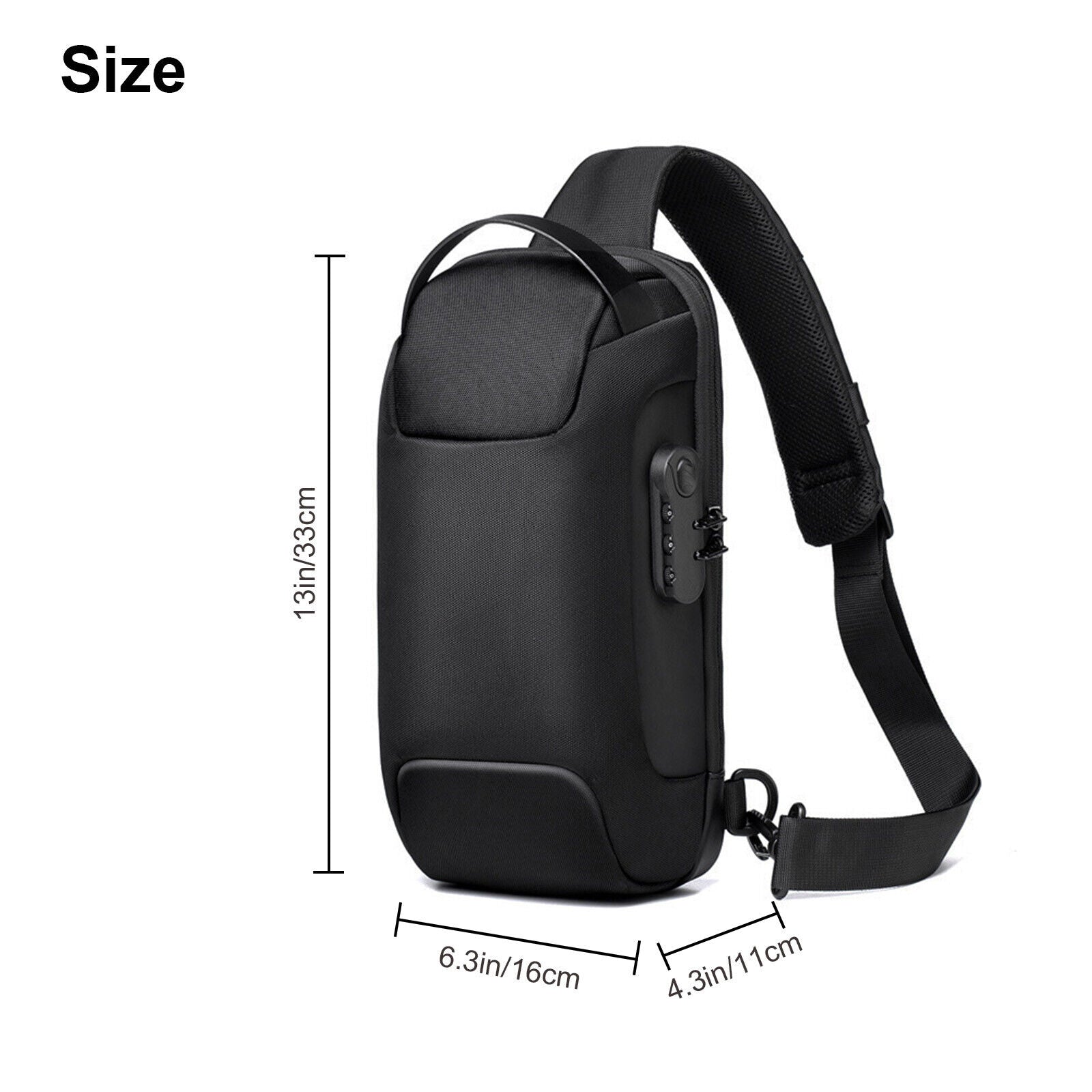 Men’s water-resistant anti-theft sling bag