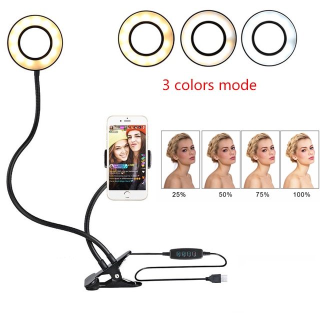 LED Selfie Ring Light with Adjustable Stand - 8cm for Makeup, Live Streaming, and Photography