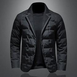 Men’s Winter Down Jacket – Thick Warm Coat with Korean Style Blazer Look - 3KDyn