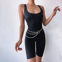 Women's Sleek Square Neck Jumpsuit – Tight Fit, Sleeveless - 3KDyn