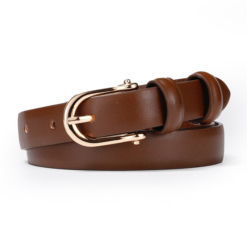 Women's Genuine Cowhide Leather Belt – Gold-Tone Buckle – product image 6