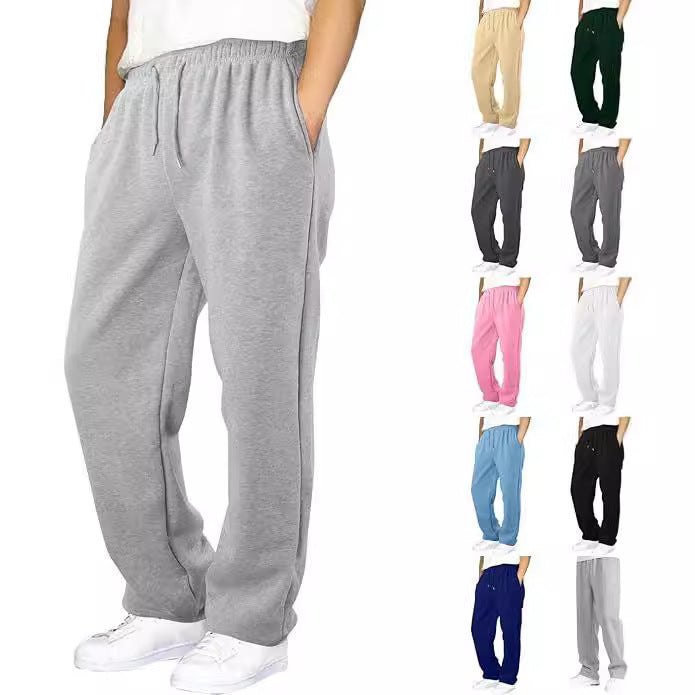 Gray sweatpants with multiple color options displayed on a white background