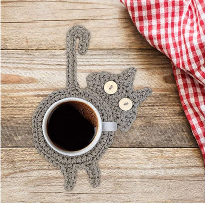Cat Knitted Coaster for Dining