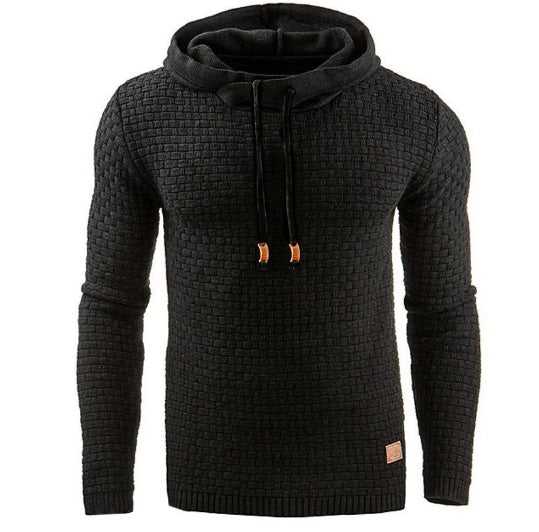 Men's Jacquard Sweater Long-sleeved Hoodie Warm Color Hooded Sweatshirt Jacket - 3KDyn