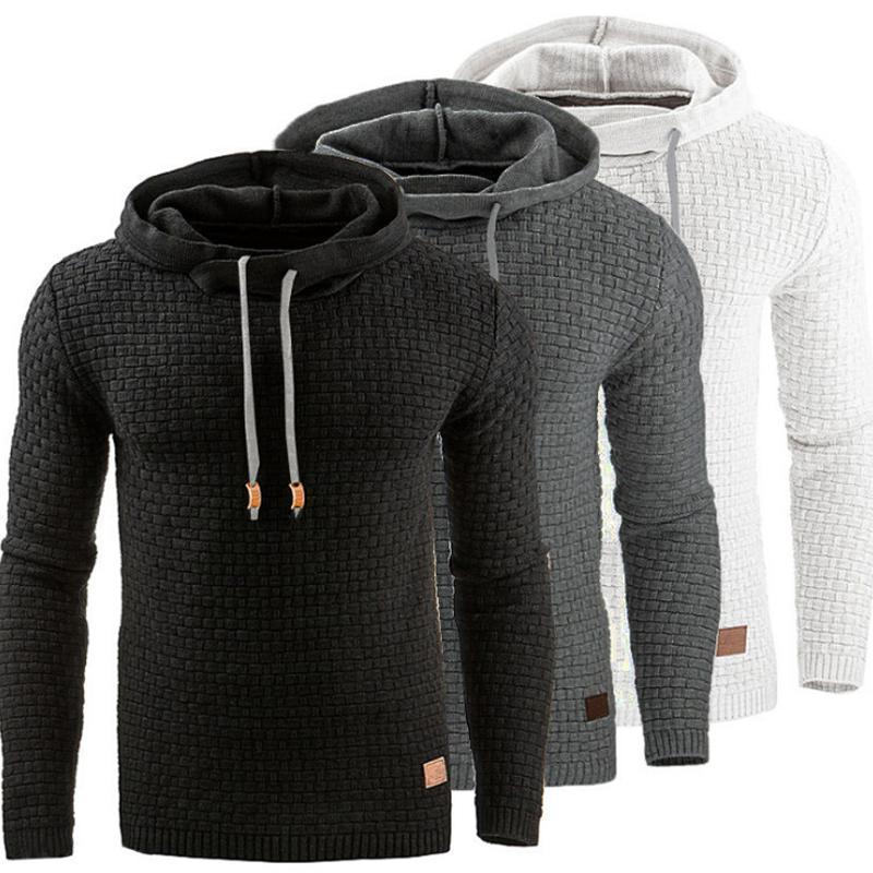Men's Jacquard Sweater Long-sleeved Hoodie Warm Color Hooded Sweatshirt Jacket - 3KDyn