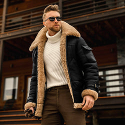 Men’s Winter Military Fleece Jacket – Fur Collar, Warm Parka, Multiple Pockets - 3KDyn