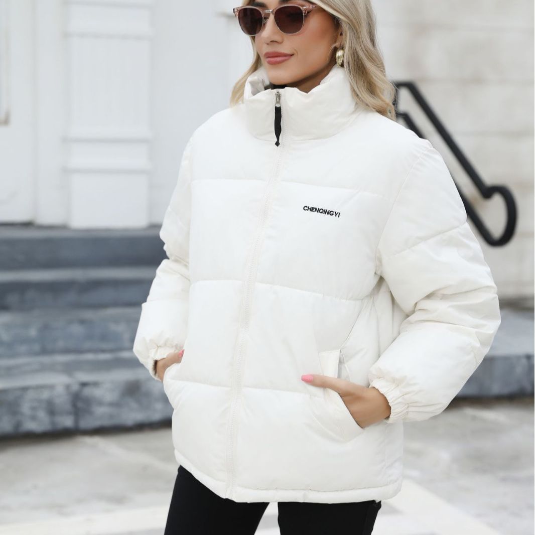 Women's Windproof Winter Puffer Jacket – Warm Thick Cotton Coat with High Collar - 3KDyn