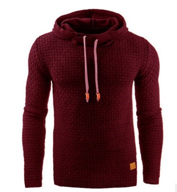 Men's Jacquard Sweater Long-sleeved Hoodie Warm Color Hooded Sweatshirt Jacket - 3KDyn
