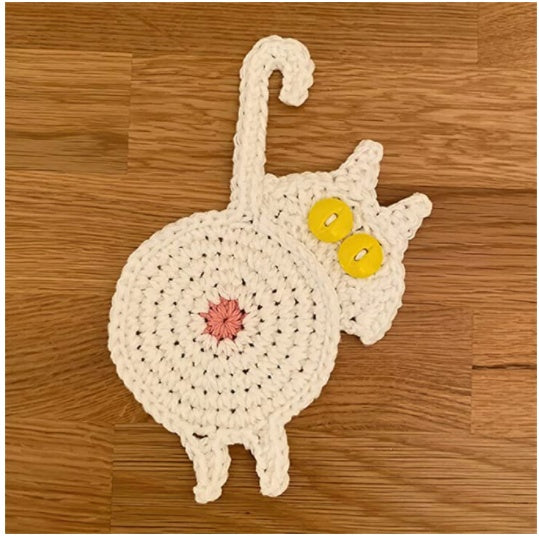 Cat Knitted Coaster for Dining
