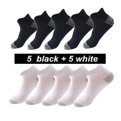 10-Pack Breathable Cotton Ankle Socks – Black, White & Gray