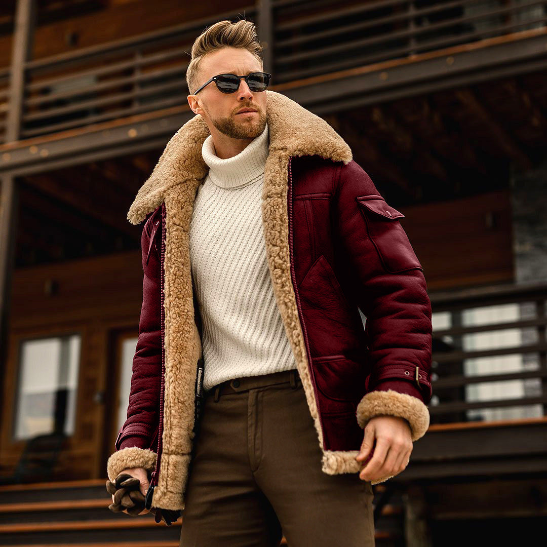 Men’s Winter Military Fleece Jacket – Fur Collar, Warm Parka, Multiple Pockets - 3KDyn