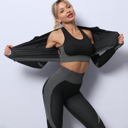3PCS Yoga Set Seamless Sport Set Women Gym Clothing Leggings Women Crop Top Sports Bra Women Fitness Gym Set Womens Outfits Tracksuit - 3KDyn