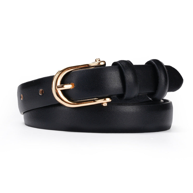 Women's Genuine Cowhide Leather Belt – Gold-Tone Buckle – product image 8