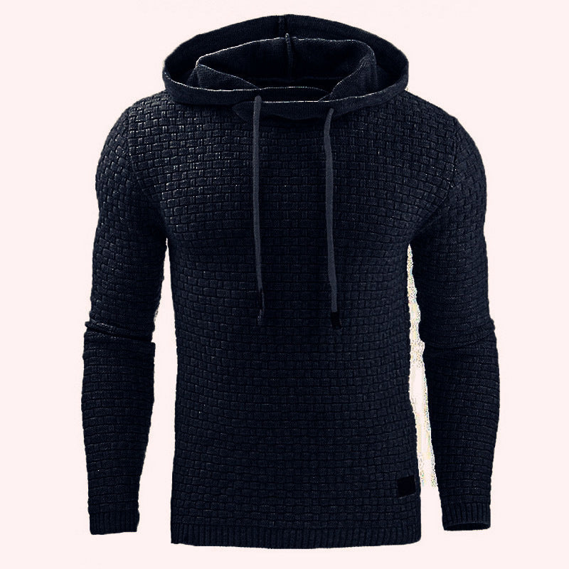 Men's Jacquard Sweater Long-sleeved Hoodie Warm Color Hooded Sweatshirt Jacket - 3KDyn
