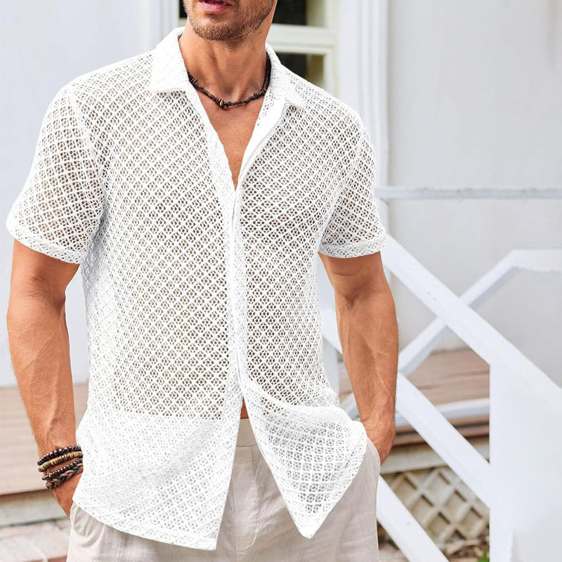 Men’s mesh short sleeve summer shirt – beachwear by 3KDyn