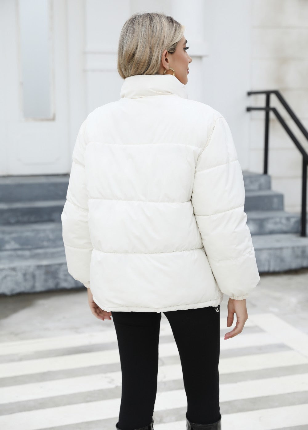 Women's Windproof Winter Puffer Jacket – Warm Thick Cotton Coat with High Collar - 3KDyn