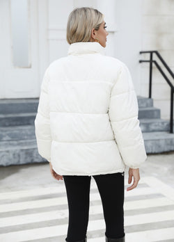 Women's Windproof Winter Puffer Jacket – Warm Thick Cotton Coat with High Collar - 3KDyn