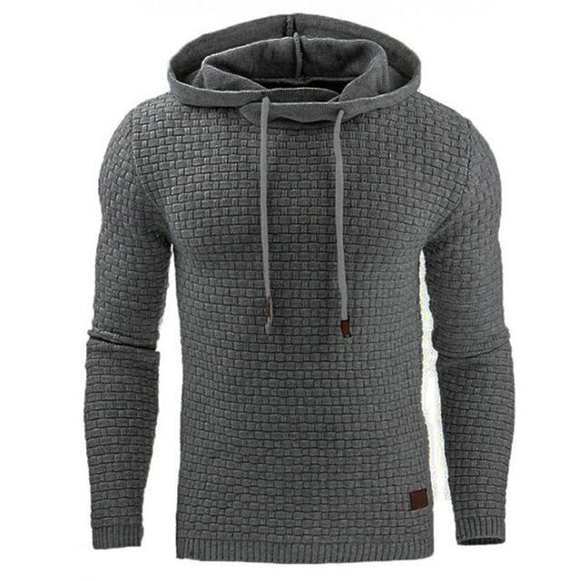 Men's Jacquard Sweater Long-sleeved Hoodie Warm Color Hooded Sweatshirt Jacket - 3KDyn
