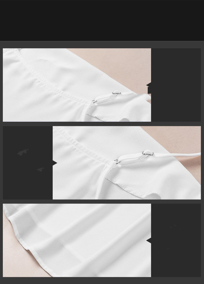 White fabric with a brand label on a beige background