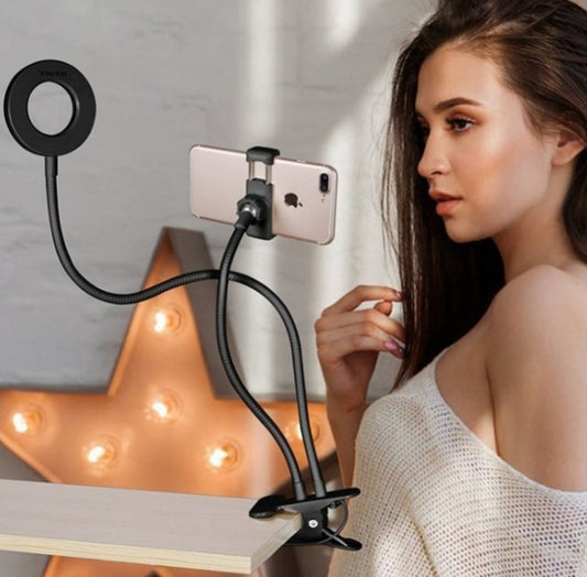 LED Selfie Ring Light with Adjustable Stand - 8cm for Makeup, Live Streaming, and Photography