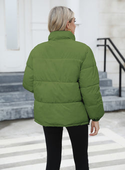 Women's Windproof Winter Puffer Jacket – Warm Thick Cotton Coat with High Collar - 3KDyn