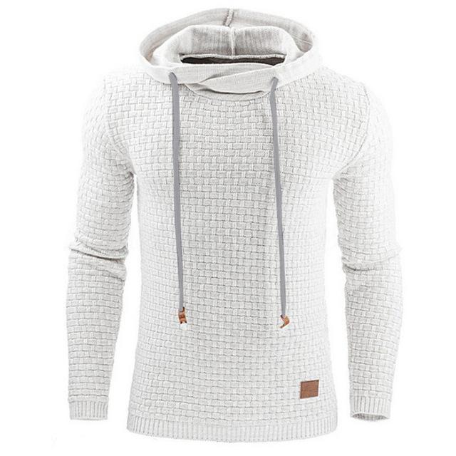 Men's Jacquard Sweater Long-sleeved Hoodie Warm Color Hooded Sweatshirt Jacket - 3KDyn
