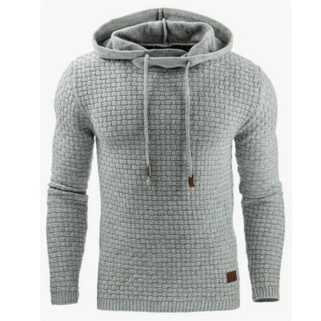 Men's Jacquard Sweater Long-sleeved Hoodie Warm Color Hooded Sweatshirt Jacket - 3KDyn