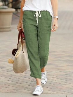 Autumn Cotton Women's Pants Y2K Black Drawstring Elastic Waist Casual Pants Female Loose Fashion Elegant Ladies Bottom - 3KDyn