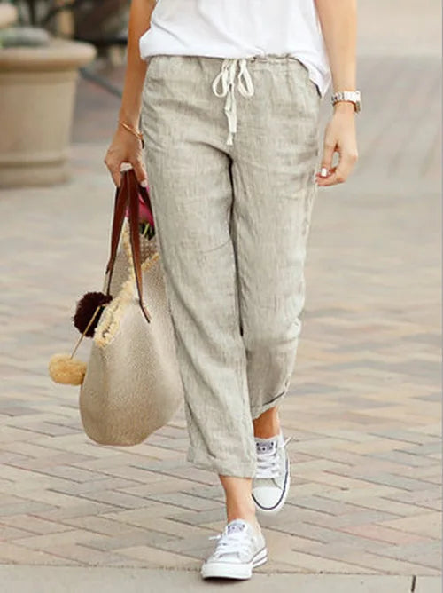 Autumn Cotton Women's Pants Y2K Black Drawstring Elastic Waist Casual Pants Female Loose Fashion Elegant Ladies Bottom - 3KDyn