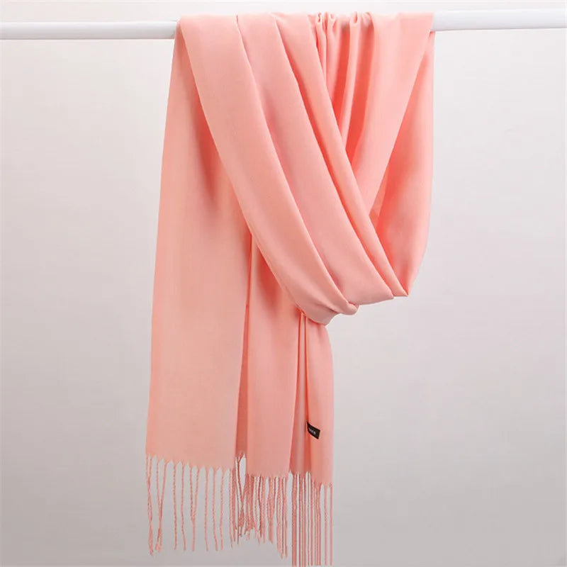 Women’s soft solid-color long scarf