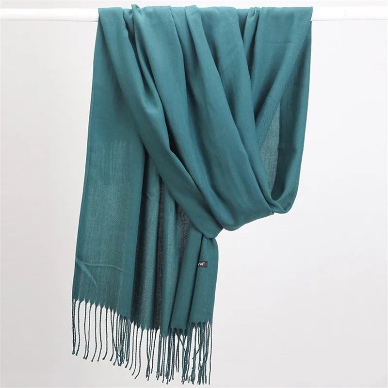 Women’s soft solid-color long scarf