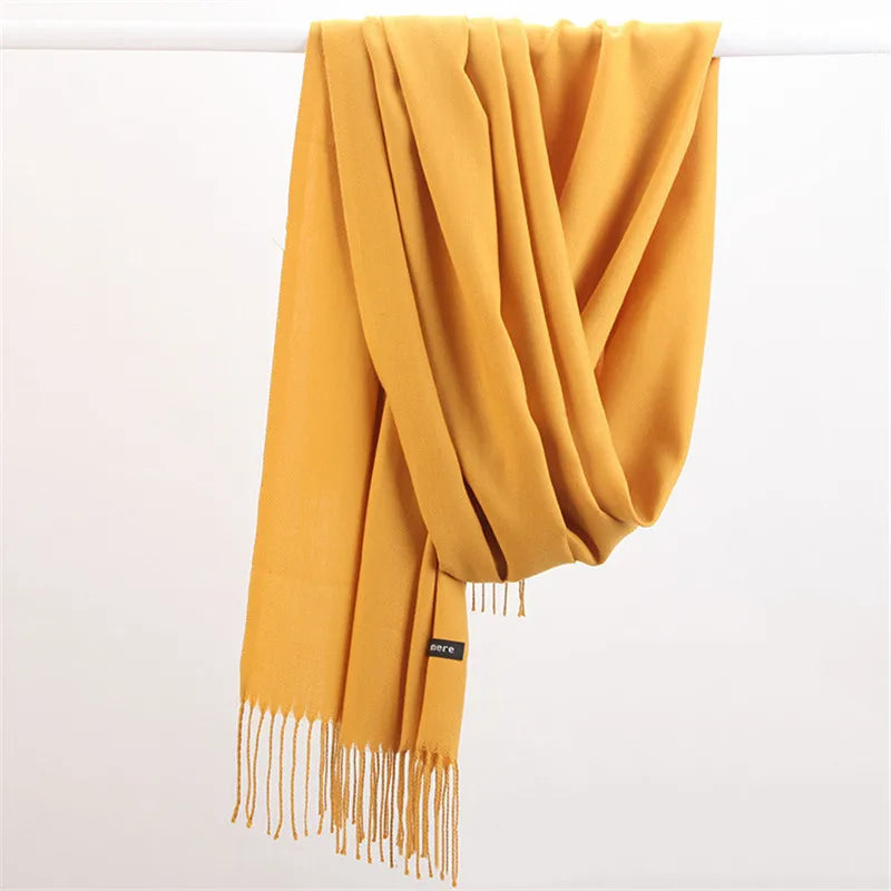 Women’s soft solid-color long scarf