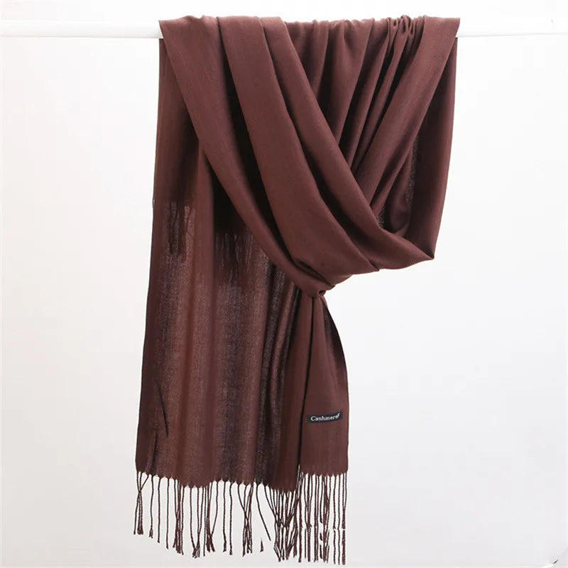 Women’s soft solid-color long scarf