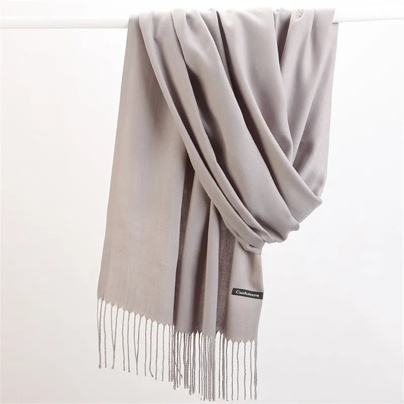 Women’s soft solid-color long scarf