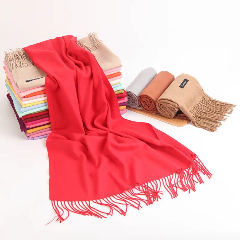 Women’s soft solid-color long scarf