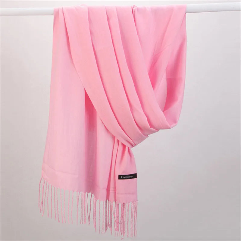 Women’s soft solid-color long scarf