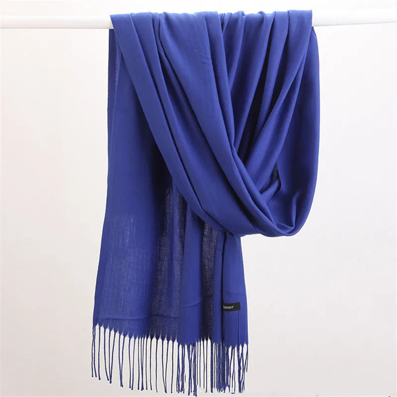 Women’s soft solid-color long scarf